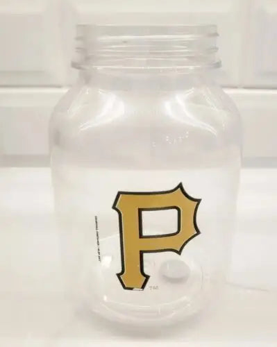 Clear plastic jar featuring Vintage Pittsburgh Pirates logo for collectors and fans