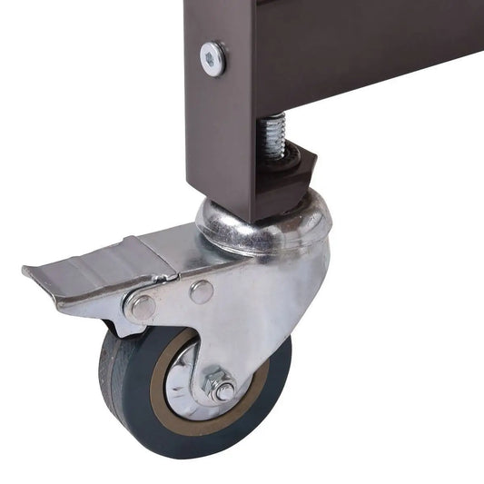 Mobile Steel Frame Laptop Computer Desk with Black Wood Top and Locking Casters - Computer Desks