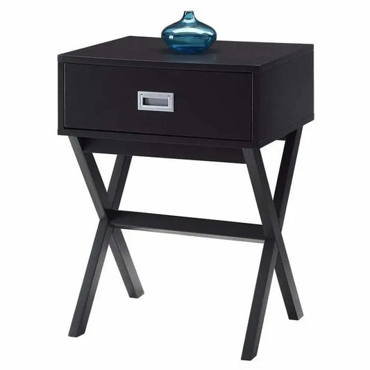 Modern 1-Drawer Bedside Table Nightstand End Table in Espresso Wood Finish - Nightstand