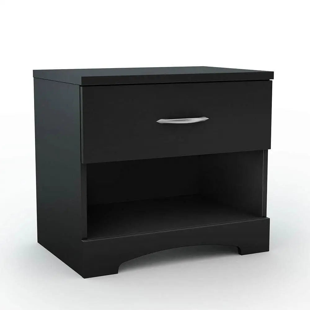 Modern 1 Drawer Nightstand End Side Table Storage in Black - Nightstand