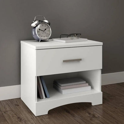 Modern 1 Drawer Nightstand End Side Table Storage in White - Nightstand