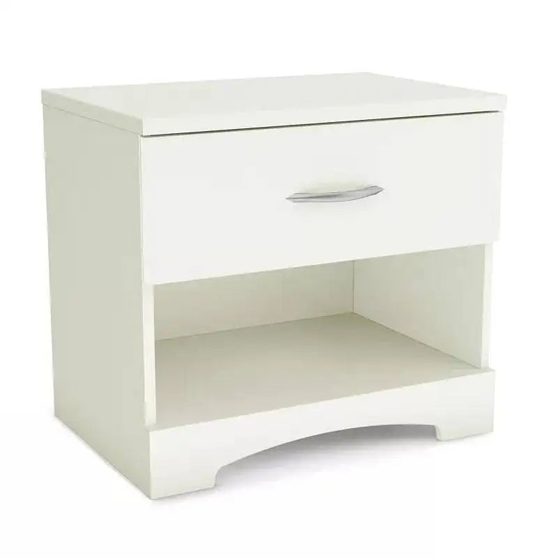 Modern 1 Drawer Nightstand End Side Table Storage in White - Nightstand