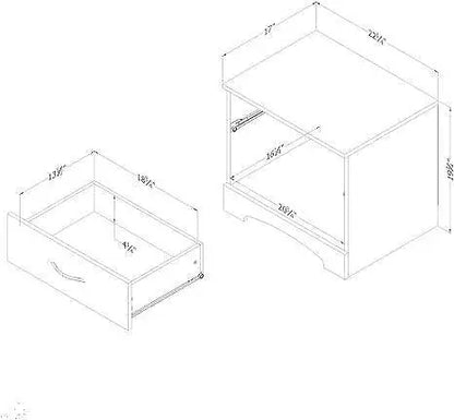 Modern 1 Drawer Nightstand End Side Table Storage in White - Nightstand