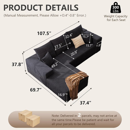 Modern 107 Inch Cloud Sectional Couch with Chaise-1