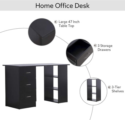 Modern 47 Inch Computer Desk With Storage Shelves-3