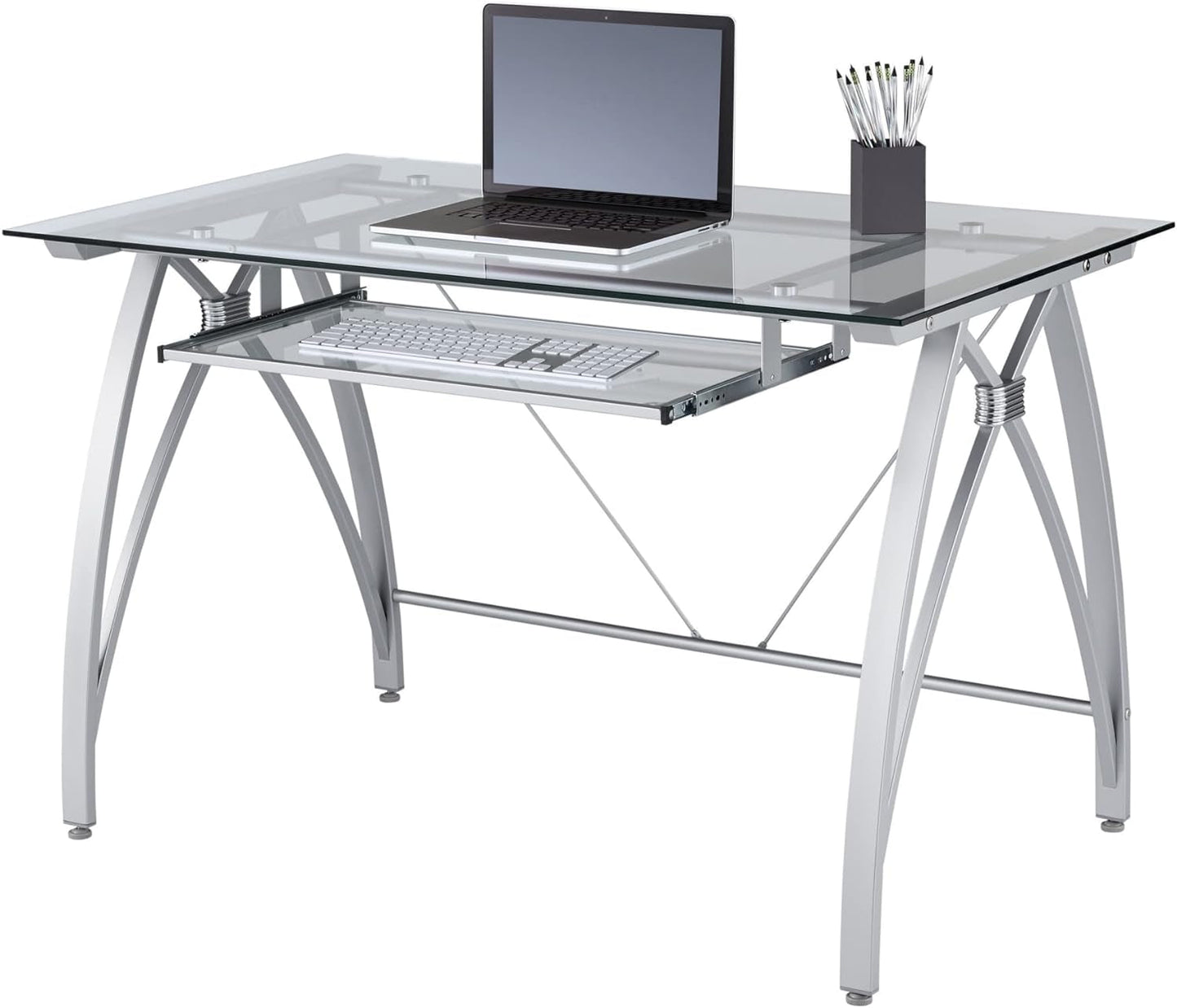 Modern 48 Inch Glass Computer Desk With Metal Frame-2