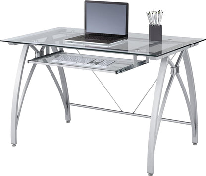 Modern 48 Inch Glass Computer Desk With Metal Frame-2