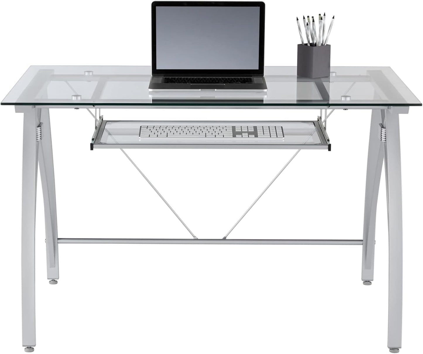 Modern 48 Inch Glass Computer Desk With Metal Frame-3