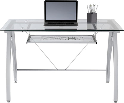 Modern 48 Inch Glass Computer Desk With Metal Frame-3