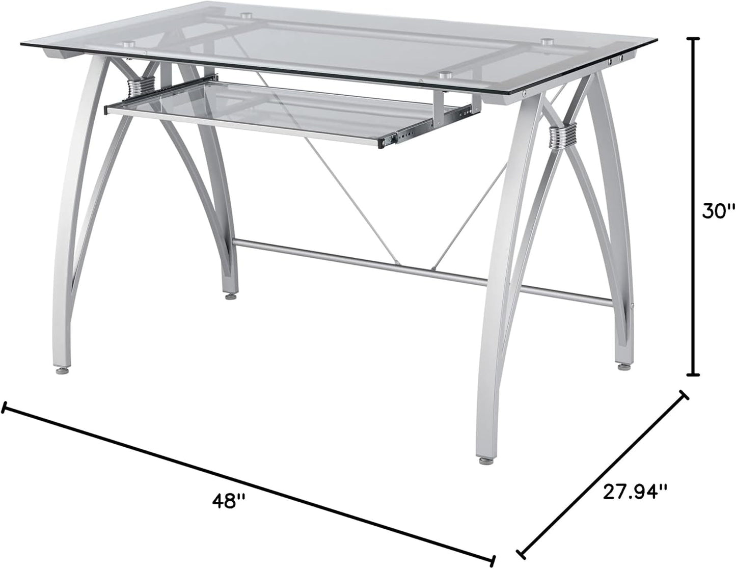 Modern 48 Inch Glass Computer Desk With Metal Frame-1