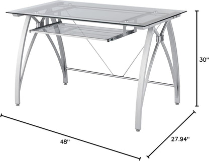Modern 48 Inch Glass Computer Desk With Metal Frame-1