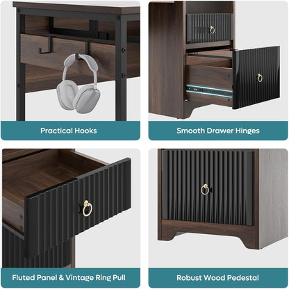 Modern 55 Inch Computer Desk with Storage and Tray-4