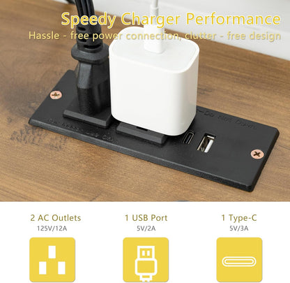 Modern 55 Inch Executive Desk with Charging Station-3