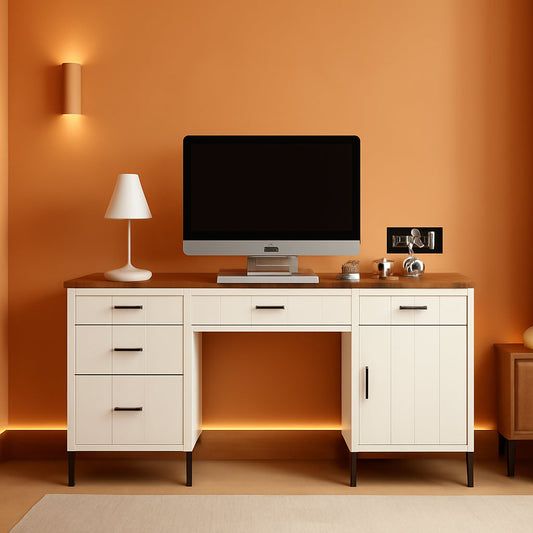 Modern 55 Inch Executive Desk with Charging Station-0