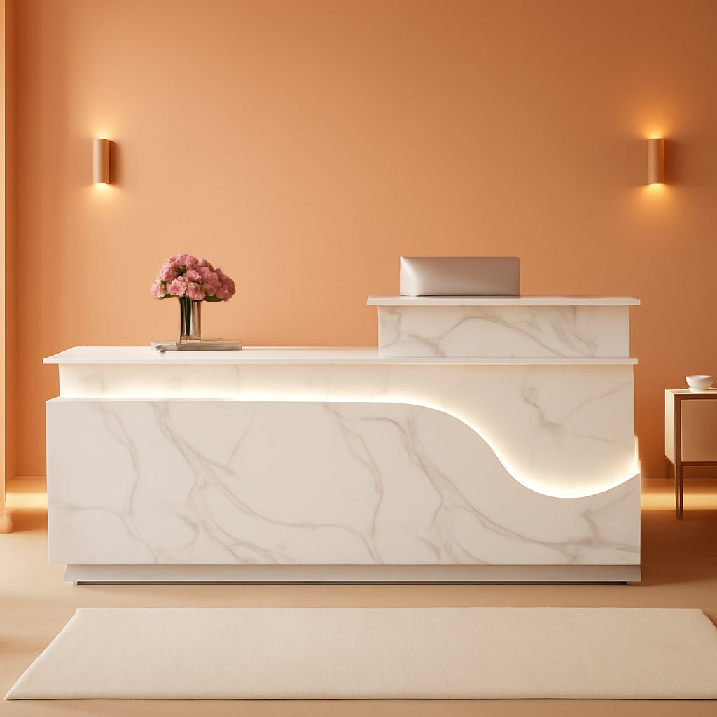 Modern 63 Inch Reception Counter with Lockable Drawer-0