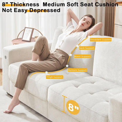 Modern 89 Inch Sofa with USB Ports and Removable Cover-3