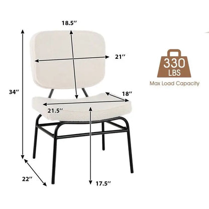 Cream-colored sherpa fabric accent chair with ergonomic padding and black metal frame