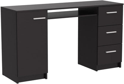 Modern Black Computer Desk with Storage Drawers and Shelf-3