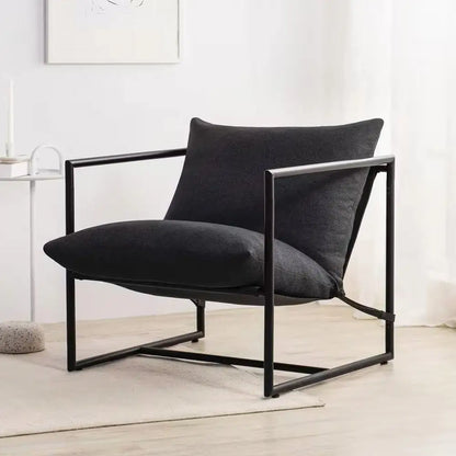 Modern Dark Grey Upholstered Accent Chair with Metal Frame - Living Room > Accent Chairs