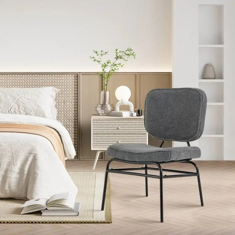 Modern Grey Upholstered Ergonomic Padded Accent Chair - Living Room > Accent Chairs