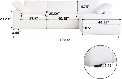 Modern L Shape Cloud Sofa Comfortable Convertible Sectional Couch-1
