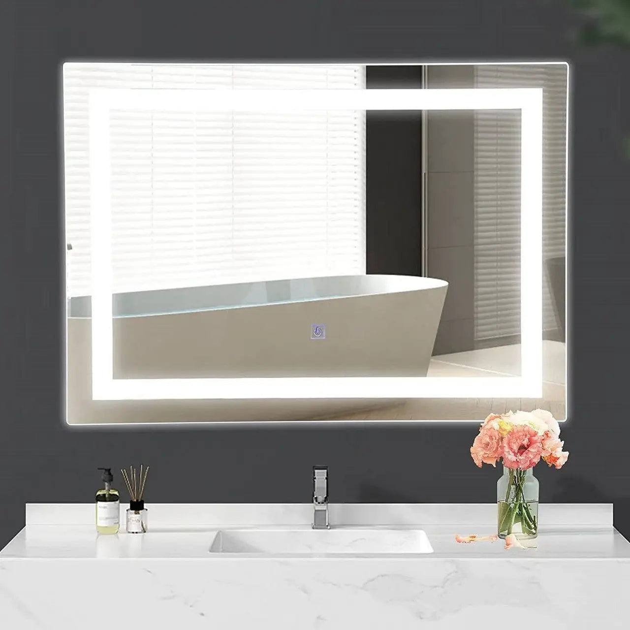 Modern LED Lighted Mirror Dimmable Wall-Mounted Bathroom Vanity 27 x 20 inch - Mirrors