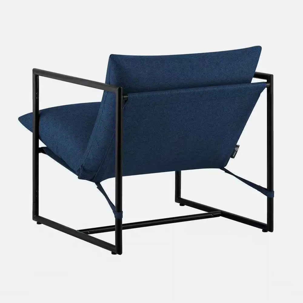 Modern Navy Blue Upholstered Accent Chair with Metal Frame - Living Room > Accent Chairs