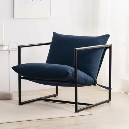 Modern Navy Blue Upholstered Accent Chair with Metal Frame - Living Room > Accent Chairs