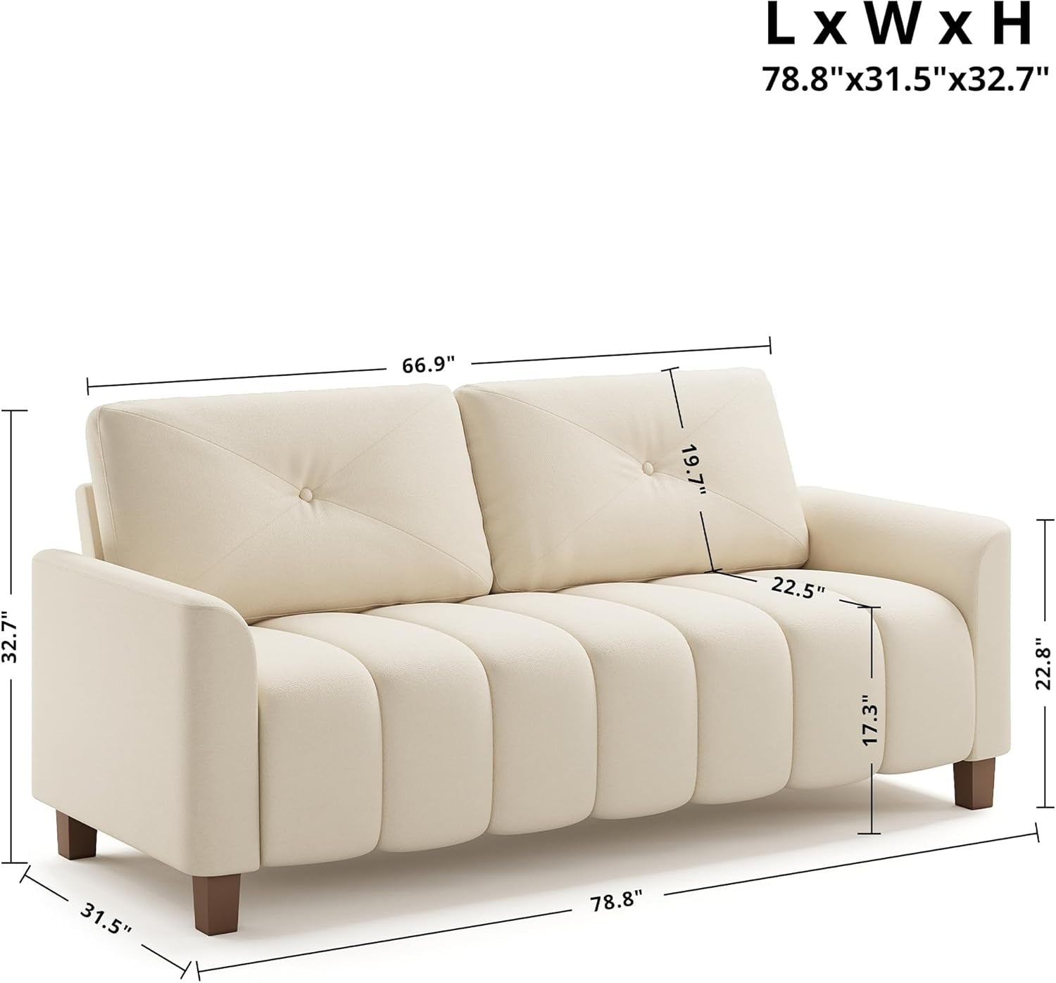 Modern Oversized Loveseat Sofa with Deep Comfortable Seating-2