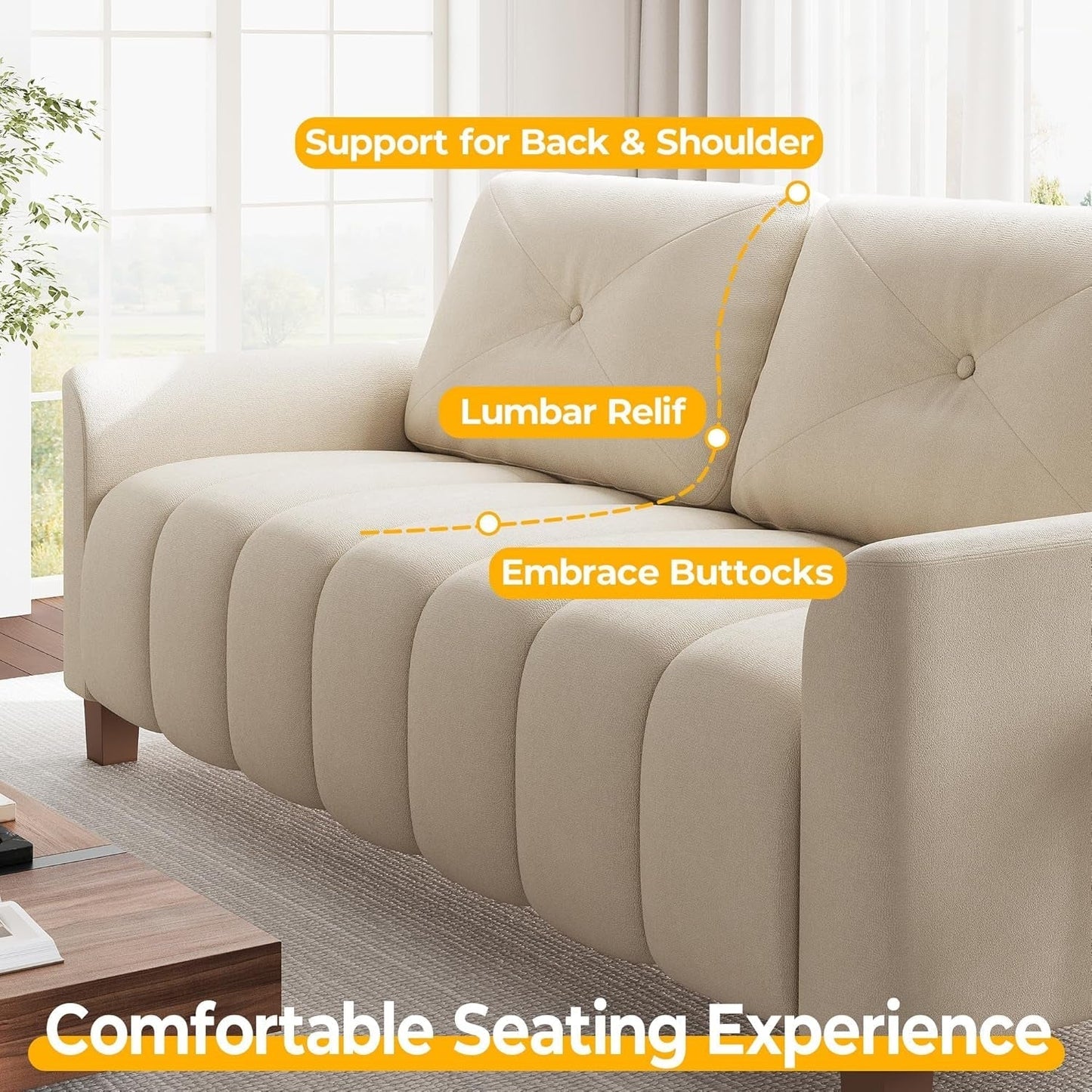 Modern Oversized Loveseat Sofa with Deep Comfortable Seating-3