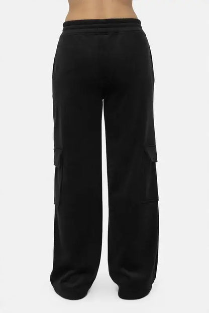 Mono B Elastic Waist Corduroy Cargo Pants - Cargo Flared Pants