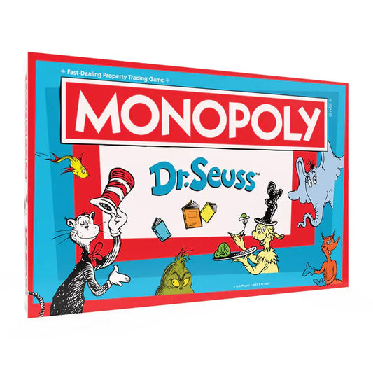 Dr. Seuss Monopoly game showcasing fun, family-friendly strategy like trading cards