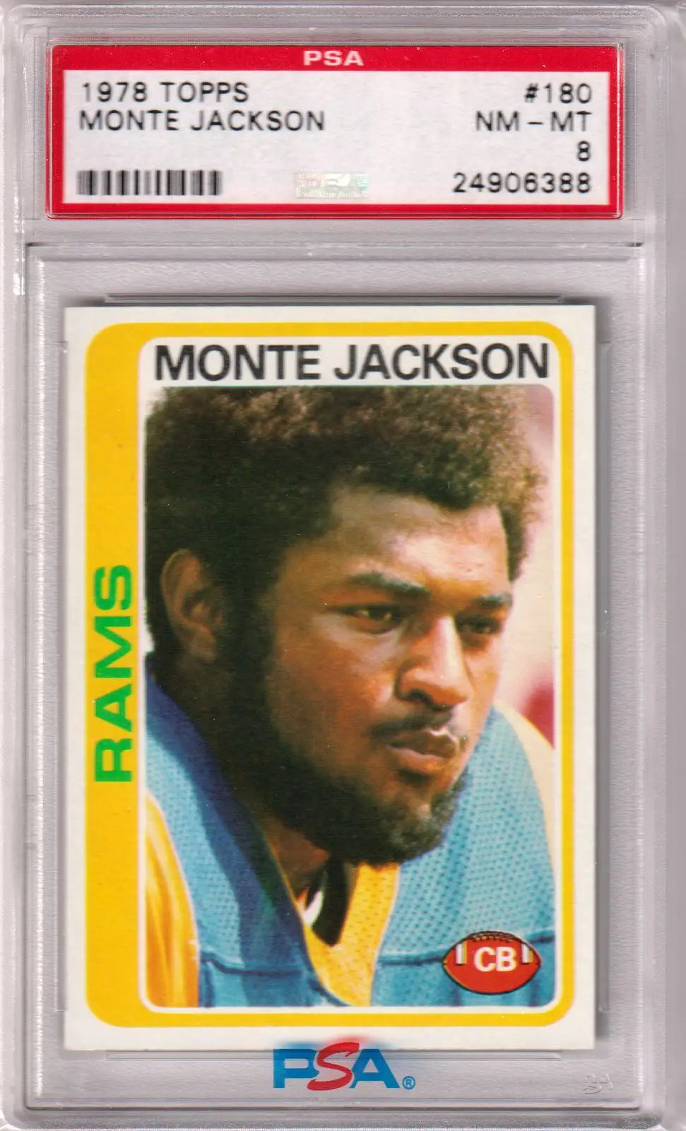 Graded 1978 Topps Monte Jackson football card in PSA 8 NM-MT condition