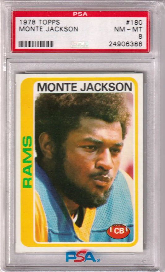 Graded 1978 Topps Monte Jackson football card in PSA 8 NM-MT condition