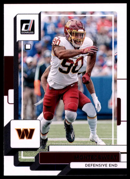 Football trading card featuring Montez Sweat from 2022 Donruss Washington Commanders
