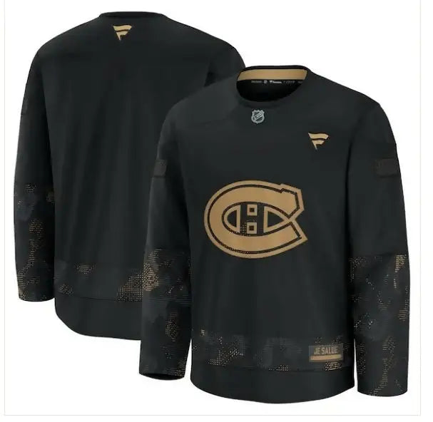 Black Montreal Canadiens 2024 Military Appreciation Practice Jersey with gold logo