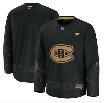 Black Montreal Canadiens 2024 Military Appreciation Practice Jersey with gold logo