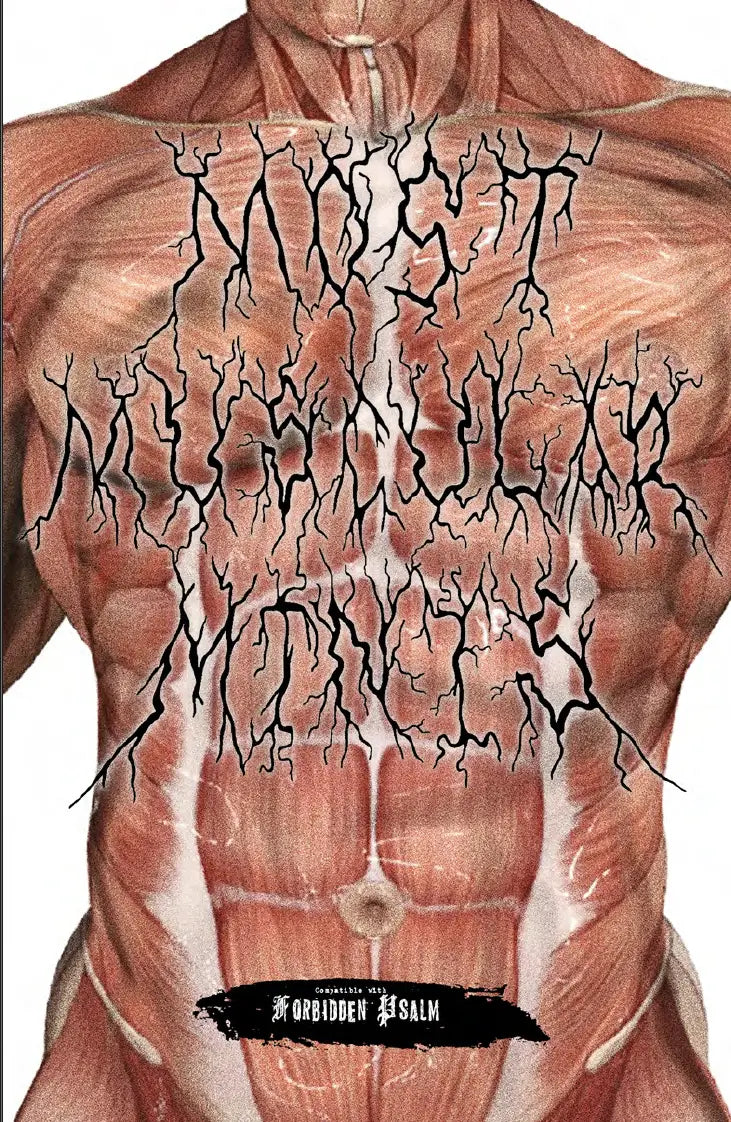 Anatomical torso with Forbidden Psalm black metal band logo for Muscular Minis mass monster expansion