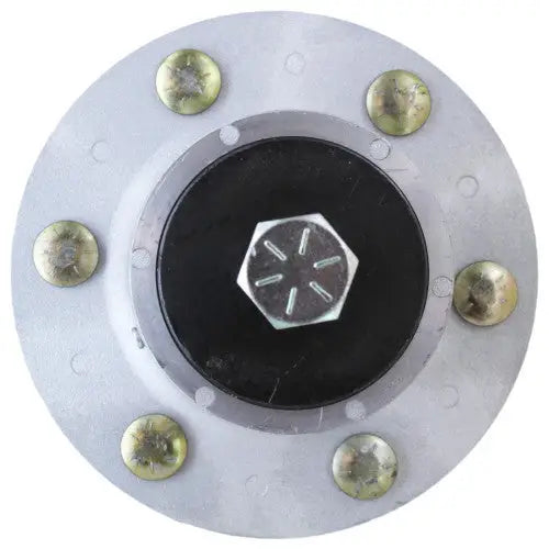 White plastic hubcap with six gold screws and black rubber seal for Pro-stance 1934FX Great Dane decks