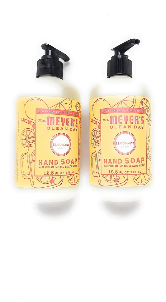 Mrs Meyers Lemonade Hand Soap bottles for fresh, lemon-scented hand cleaning