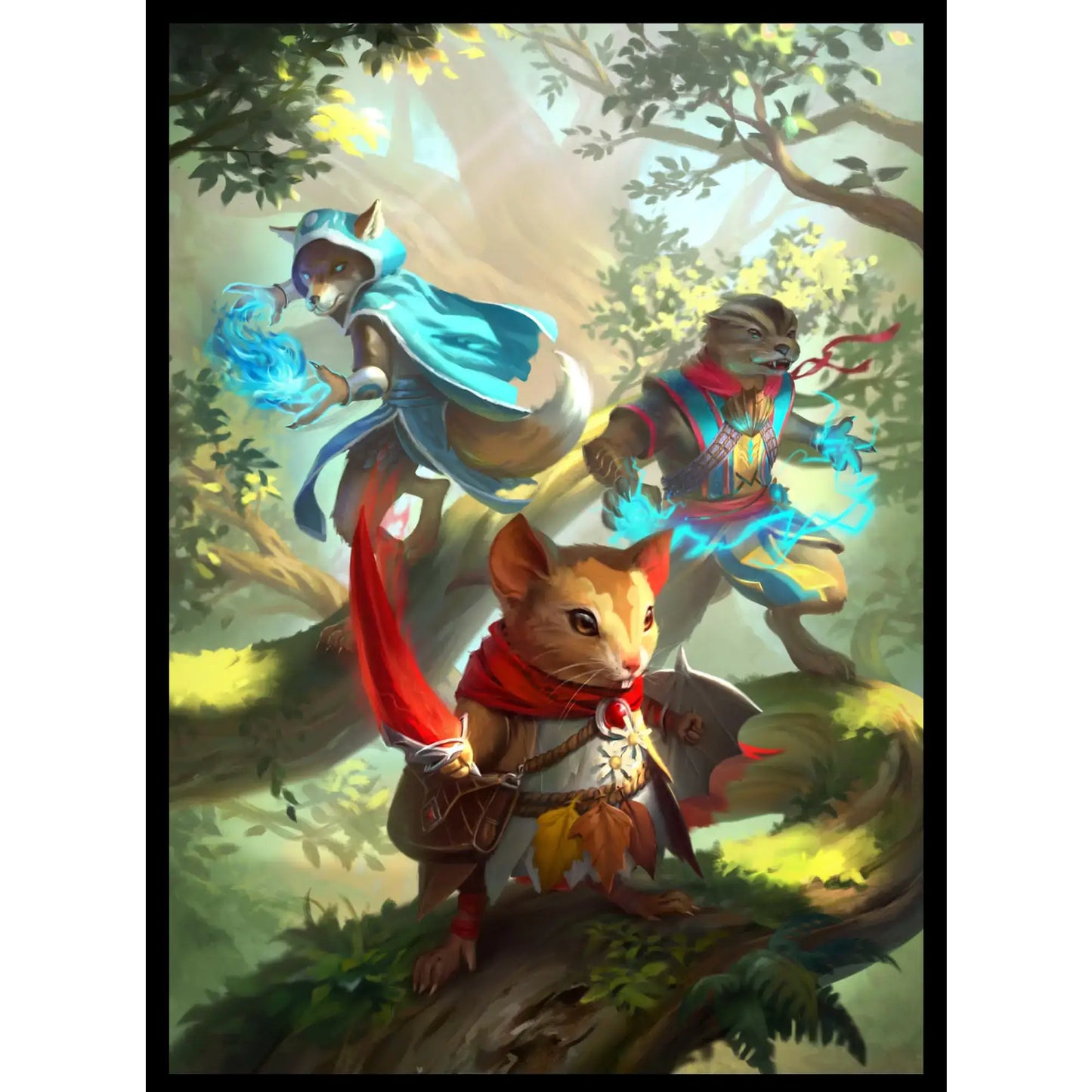 Anthropomorphic animal adventurers on MTG Bloomburrow V2 100ct Matte TCG Card Sleeves
