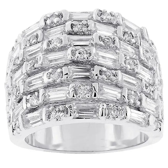 Multi Row Cubic Zirconia Fashion Ring - Rings