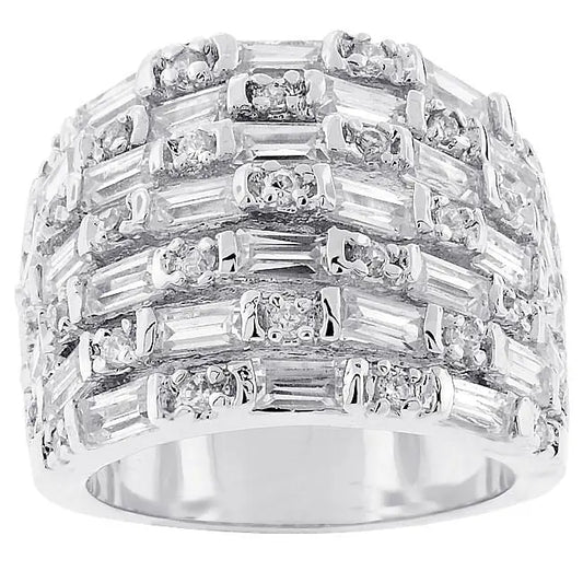 Multi Row Cubic Zirconia Fashion Ring - Rings