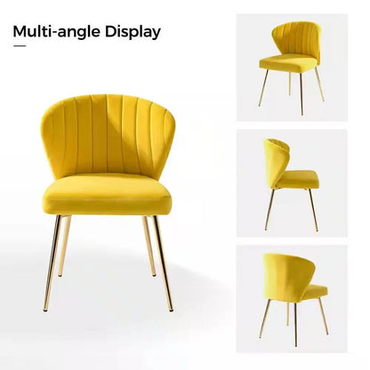 Mustard Yellow Velvet Upholstered Wingback Accent Side Chair w/ Gold Metal Legs - Living Room > Accent Chairs