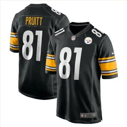 Black Pittsburgh Steelers Nike Game Jersey with PRUITT and 81 in white lettering
