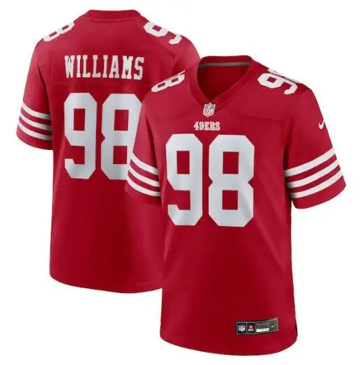 Red San Francisco 49ers jersey with number 98 and WILLIAMS on the back for NFL fans