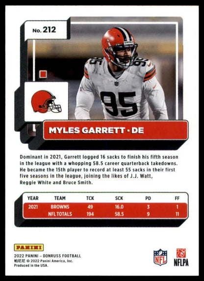 Myles Garrett 2022 Donruss football card in Cleveland Browns merchandise collection