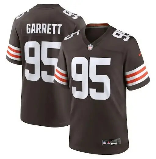 Brown Cleveland Browns Myles Garrett Nike Team Game Jersey with number 95 on back