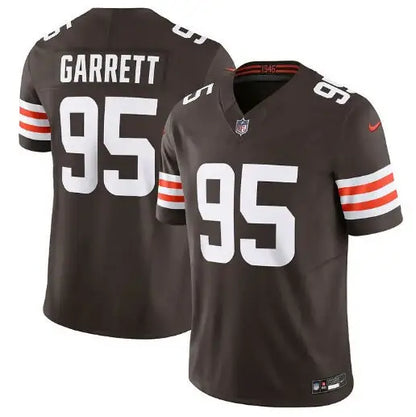Brown Cleveland Browns Nike Vapor F.U.S.E. limited jersey with white numbers and striped sleeves