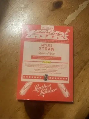 Myles Straw baseball card from Panini Leather & Lumber Signatures Rookie Auto Album